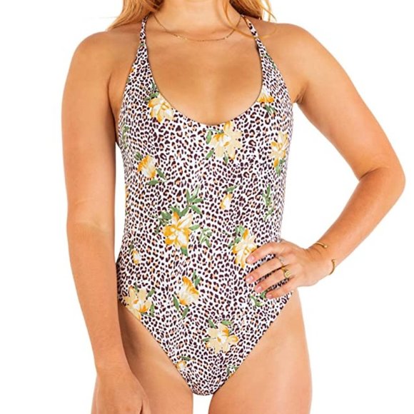 Hurley  Printed One-Piece Cheeky Swimsuit - Jungle Cat - Picture 1 of 11